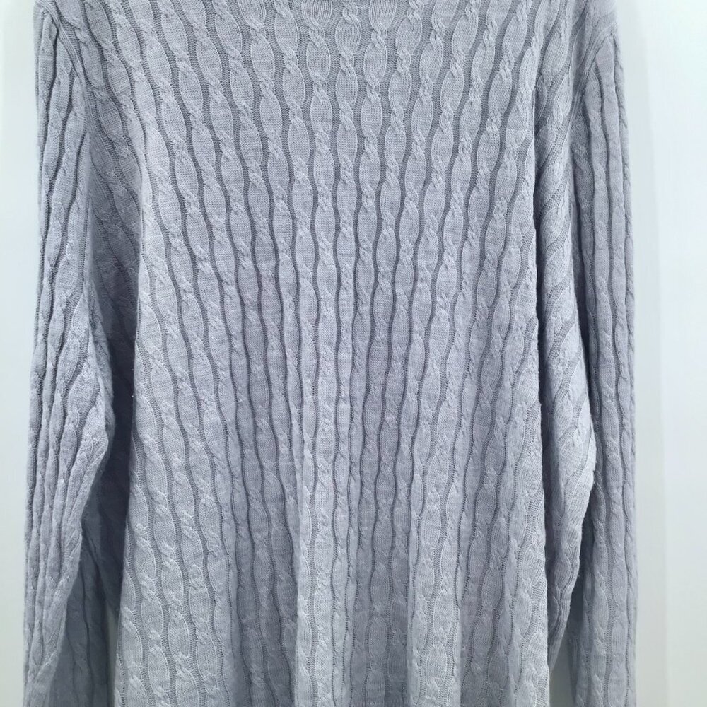 Women's 2X Gray Cable Knit Sweater Lightweight Long Sleeve Round Neckline Spring - Picture 8 of 10